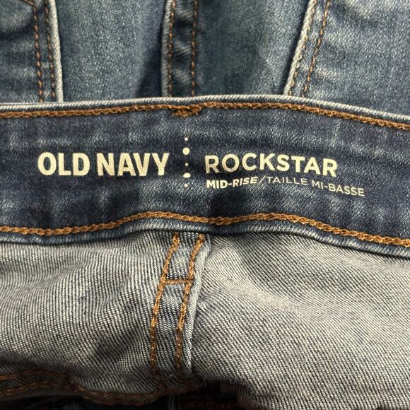 Old Navy Rockstar‎ Jeans Woman's 4 Blue Distressed Mid-Rise Skinny Stretchy Y2K - Picture 10 of 14